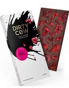 Dirty Cow Cherry Pop - Håndlaget Plantebasert Vegansk Sjokolade med Kirsebær 80 gram