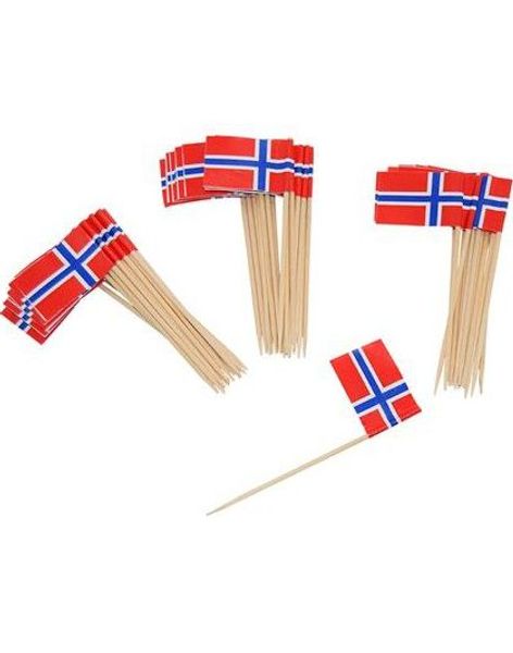 50 stk Muffins/Kakedekorasjoner med Norske Flagget