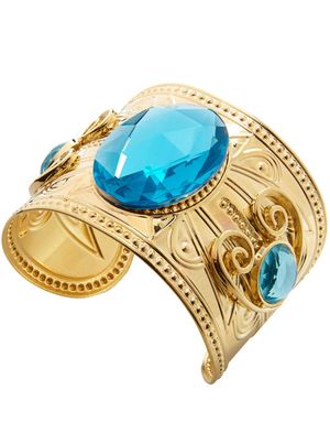 Guldfärgat Cuff-armband med Blå Stenar