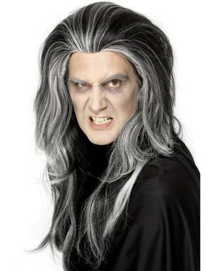Greve Dracula - Grå/Svart Peruk