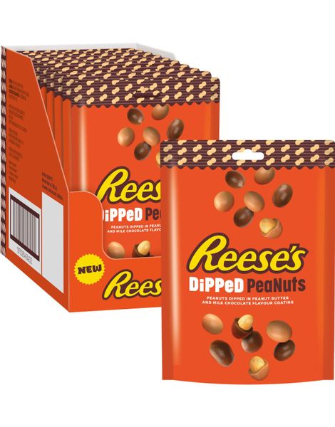 16 stk Reese’s Dipped Peanuts - Peanøtter Dyppet i Peanøttsmør og Sjokolade à 68 g - Hel Eske (USA)