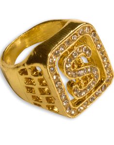 Guldfärgad Dollar-Ring med Bling