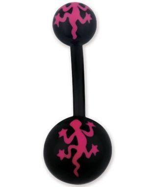 Salamander Svart och Rosa Navelpiercing