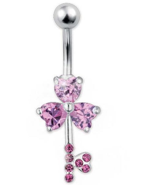 Special Love Key Pink - Navelpiercing i Äkta Silver
