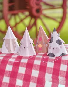 8 stk Partyhatter med Gårdsdyr-tema og Ører 13 cm - Farm Friends