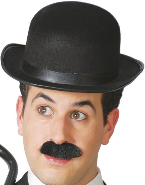 Svart Charlie Chaplin Inspirerad Bowlerhatt med Satinband