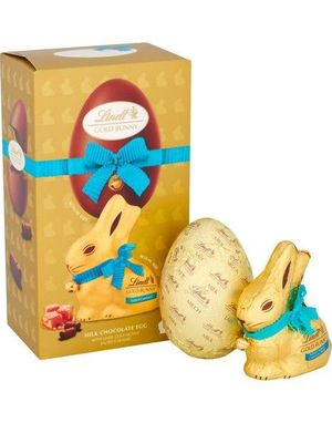 Lindt Gold Bunny Egg - Stort Melkesjokoladeegg og Sjokoladekanin med Salt Karamell 195 gram