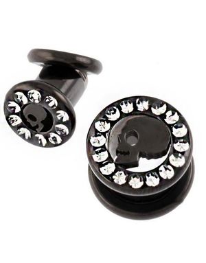 Dead Head - Svart Piercing Tunnel med Stenar