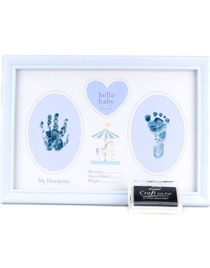 Hello Baby Babyblå Fotoramme for Hånd og Fotavtrykk - 31x22 cm