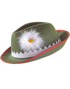 Grön Oktoberfesthatt med blommor och kanter