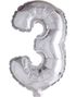 Talet 3 - Silverfärgad 41 cm Liten Folieballong