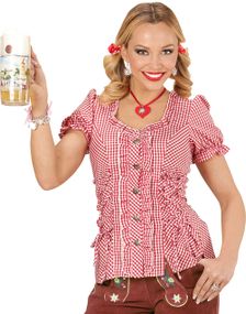 Röd och Vit Rutig Oktoberfestskjorta till Dam
