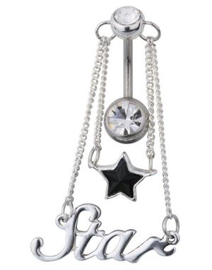 Star Navelpiercing - Svart