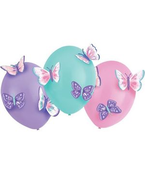 3 stk Ballonger med Sommerfuglpynt - 89 cm