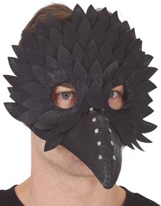 Svart Plague Doctor Maske med Fjær