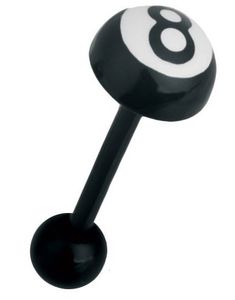 Eight Ball - Svart Tungpiercing