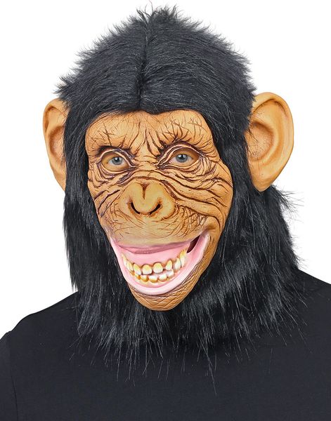 Heltäckande Chimpans Latexmask med Fuskpäls