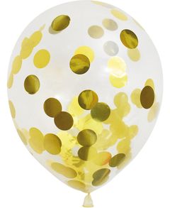 6 stk Klara Ballonger med Guldfärgad Konfetti 30 cm