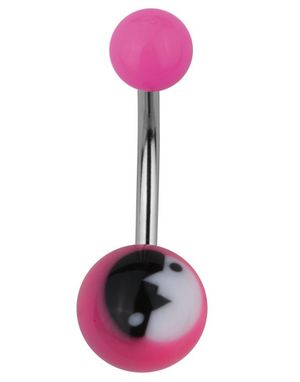 Modern Yin Yang Navelpiercing i Rosa/Svart/Vit
