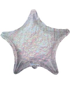 Silverfärgad Holografisk Stjärna Folieballong 56 cm