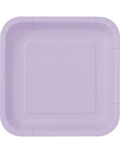 14 stk Fyrkantiga Lavendel Papptallrikar 22 cm