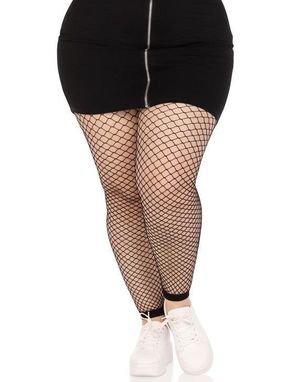Plus size industrielle nettingtights uten fot – svart