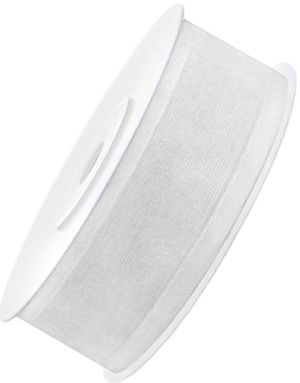 VITT Chiffonband med Satinkanter 25 m x 25 mm