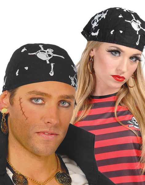Pirat Bandana med Dödskallar och Passform till Huvud
