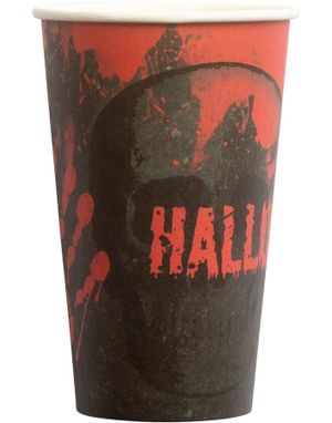 8 stk Svarte Blodige Pappkrus ca 473 ml - Blodig Halloween
