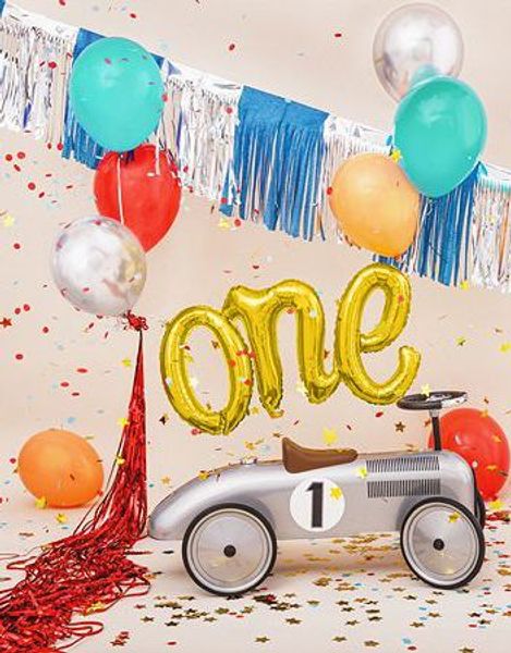 One - Gullfarget Folieballonger 30 cm