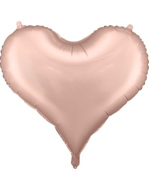 Stor Hjerteformet Rosegullfarget Folieballong 75x64,5 cm