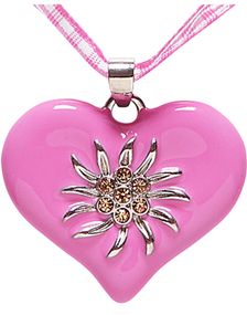 Rosa Smycke med Hjärta och Edelweiss Blomma