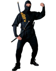 Svart Ninjakostym med Mask