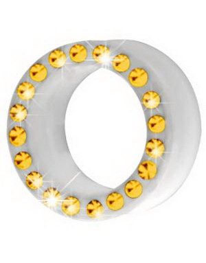 Silikon Piercing Tunnel i Vitt med Guldfärgade Stenar