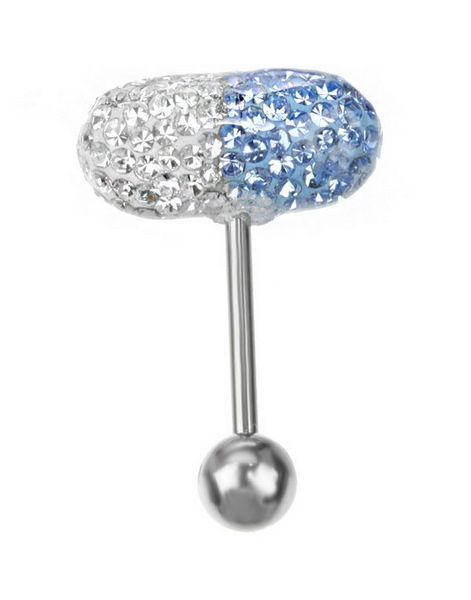 White & Light Blue Diamond Pill - Tungpiercing