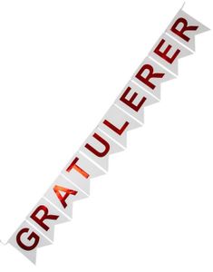 "Gratulerer" Flaggbanner med Skinnende Røde Bokstaver 3,6 meter