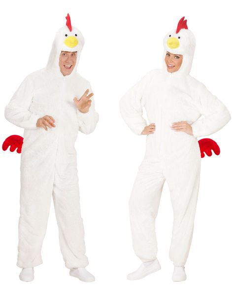 Vit Unisex Kycklingdräkt i Plysch