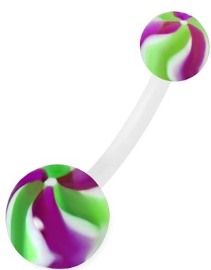 Candy Flower - Navelpiercing i Vitt, Lila och Grönt