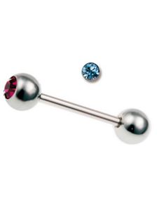 Fin Tungpiercing med Turkos Sten