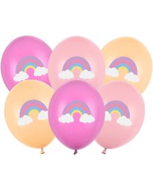 6 stk 30 cm Ballonger - Regnbue Miks