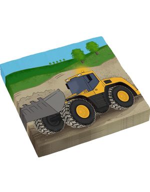 16 stk Gravemaskin Servietter 33x33 cm - Construction Party