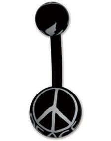 Navelpiercing i Svart och Vitt med Peace Tecken