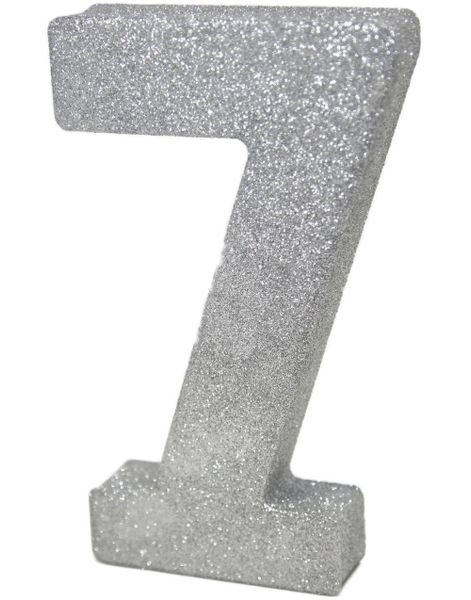 Sølvfarget Glitrende 7-Tall Borddekorasjon 20 cm