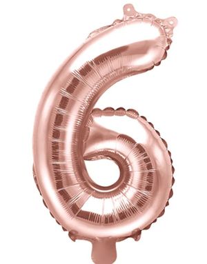 Talet 6 - Roséguldfärgad JUMBO Folieballong 86 cm