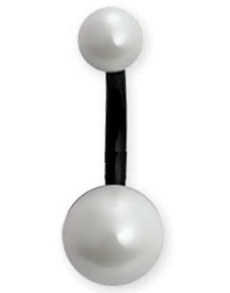 Svart Navelpiercing med Vita Pärlor