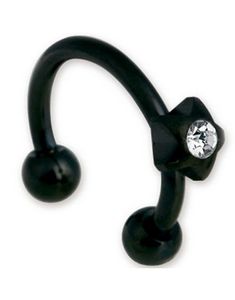 Star With Stone Svart - 1,2 x 8 mm Ögonbrynspiercing