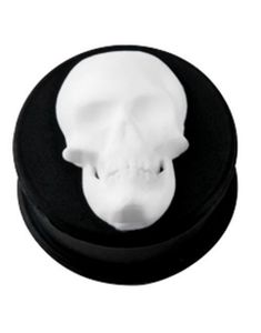 Smiling White Skull - Svart Piercing Plugg