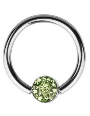 BCR Piercing med Gnistrande Grön Sten