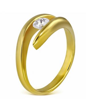 Elegance - Guldfärgad Ring i Kirurgisk Stål med CZ Sten