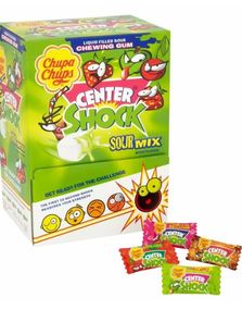 200 stk Chupa Chups Center Shock Sour - Sur Tyggegummi med Assorterte Fruktsmaker - Hel Eske 800 gram